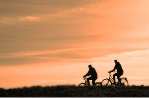 Image of solo travellers biking