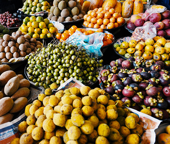 groups of different fruits and vegetables