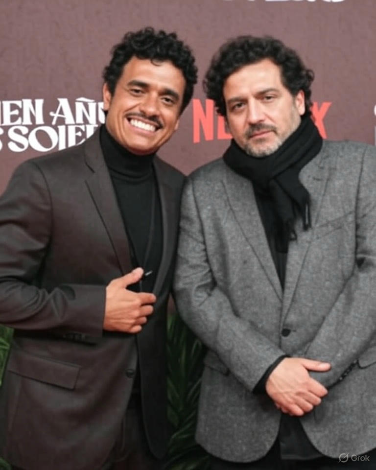 Camilo Sanabria et Juancho Valencia lors du lancement de la série Netflix Cent ans de solitude