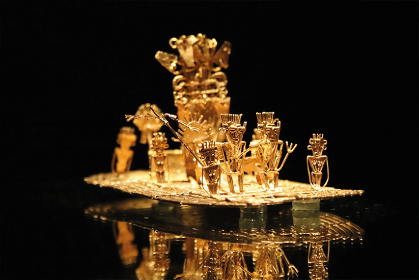 La balsa muisca exhibida en el Museo del Oro, Bogotá. 