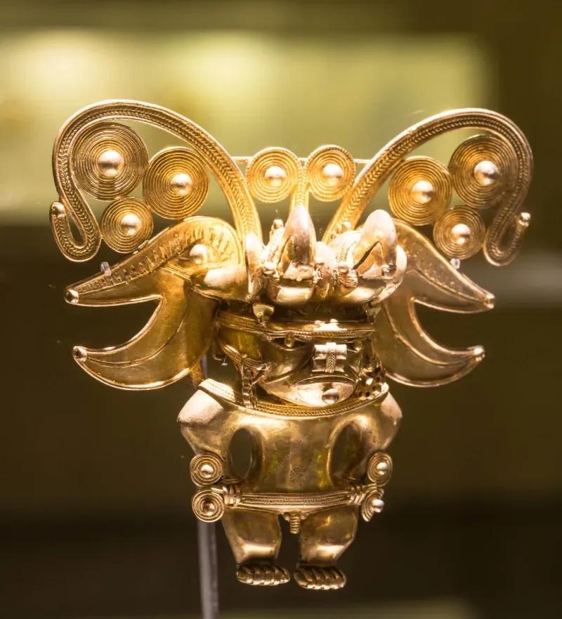 Pieza de arte del Museo del Oro de Bogotá, Colombia