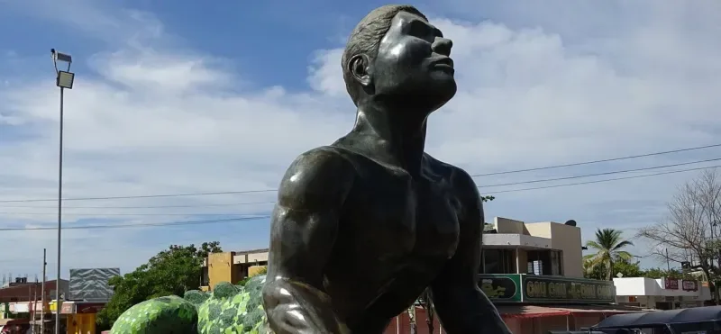 Sculpture of the Monument to the Legend of the Alligator Man in Colombia